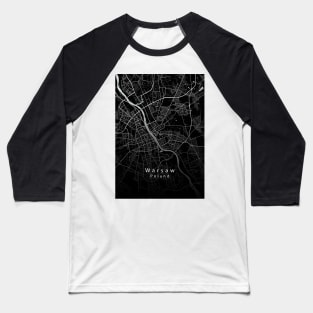 Warsaw Poland City Map dark Baseball T-Shirt